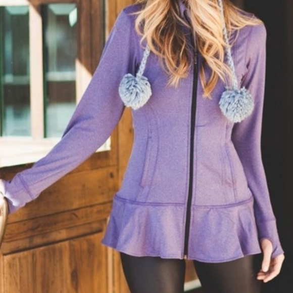 Albion | EUC Active Purple Zip Up Ruffle Peplum Jacket Size S - Picture 3 of 9